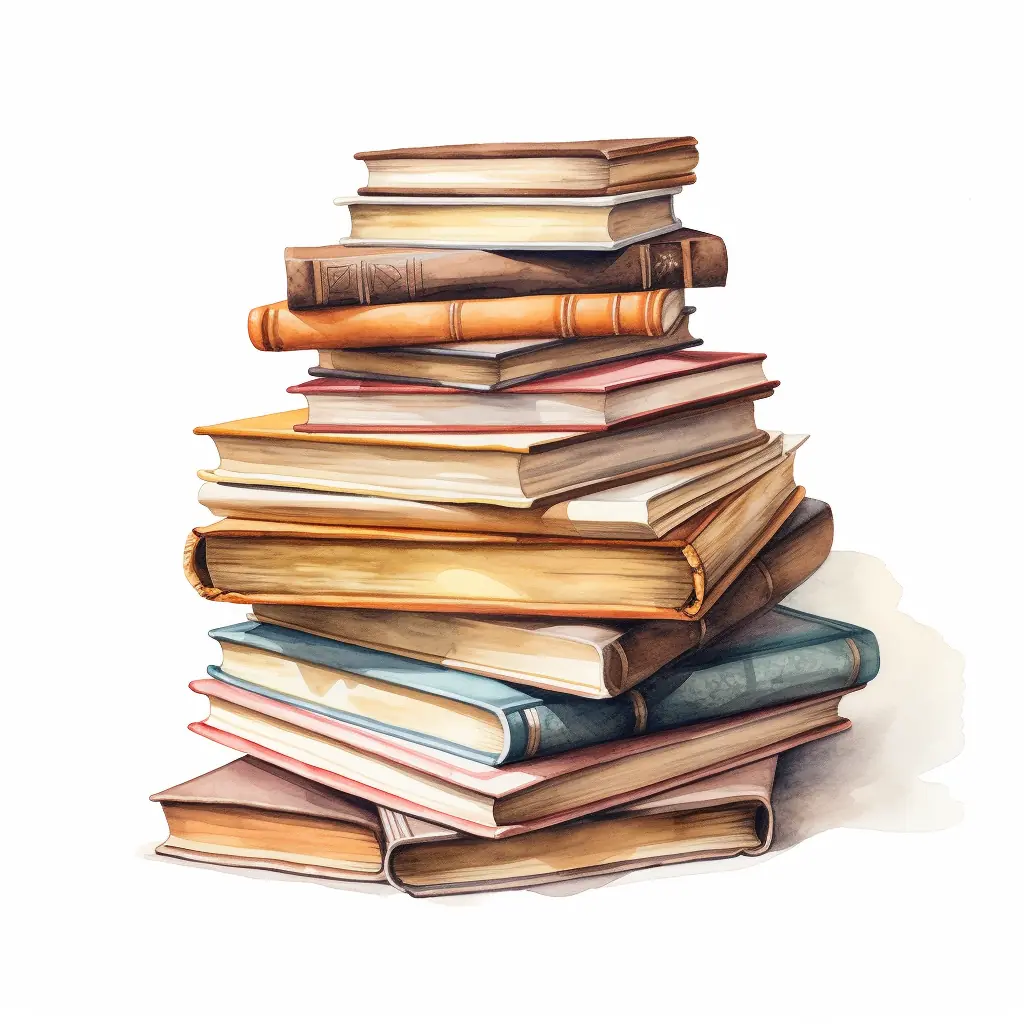 Pastellfarbene Bücher in halbrealistischer Zeichnung: Eine künstlerische Interpretation. Pastellfarbene Bücher in halbrealistischer Zeichnung: Eine künstlerische Interpretation.