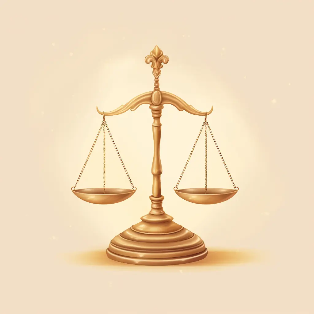 Ein Symbol, das Recht mit Pastellfarben ausdrückt. Ein heller und glänzender Hintergrund und ein Symbol für die Gerechtigkeit: Eine kreative Darstellung.